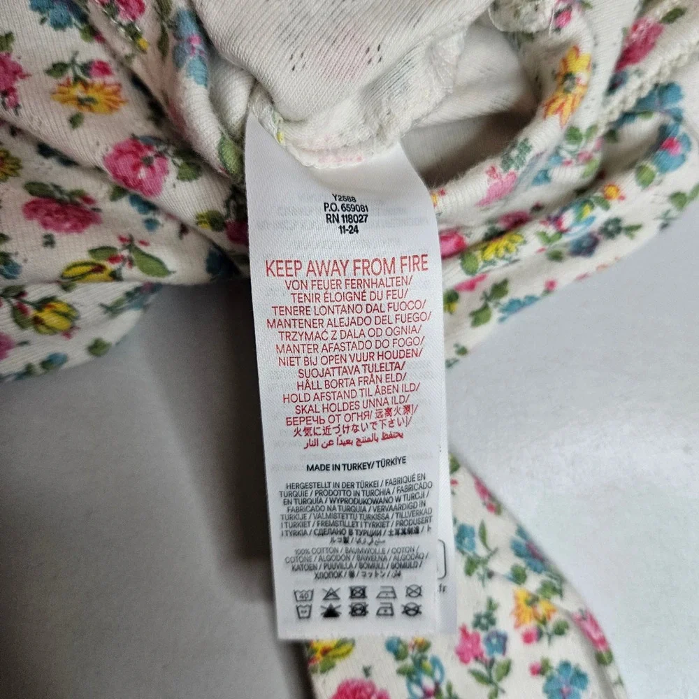 Baby Boden Floral Pointelle Pajama Set 2pc Cotton Pink Yellow Blue 9-12M 80cm